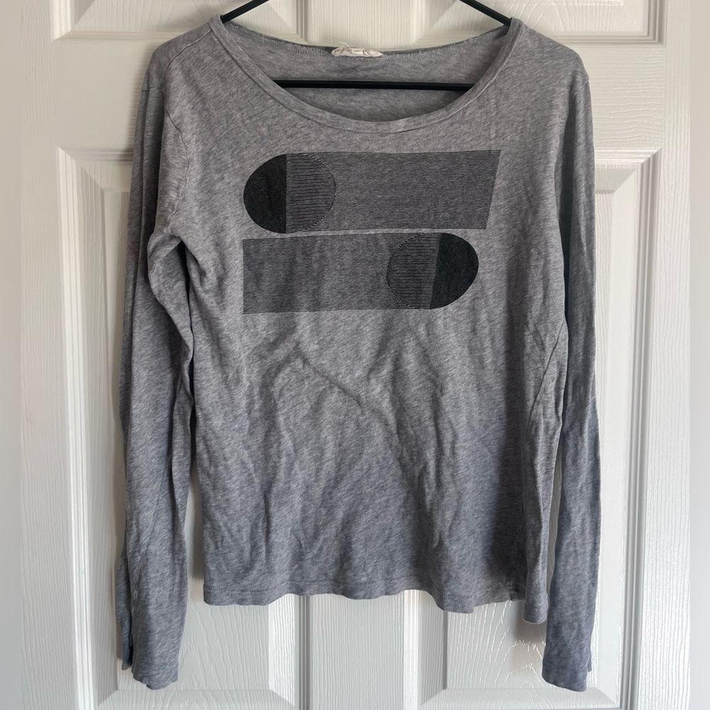 Shadow Ray Basic Long Sleeve Tee Synergy organic Clothing Gray geometric Graphic